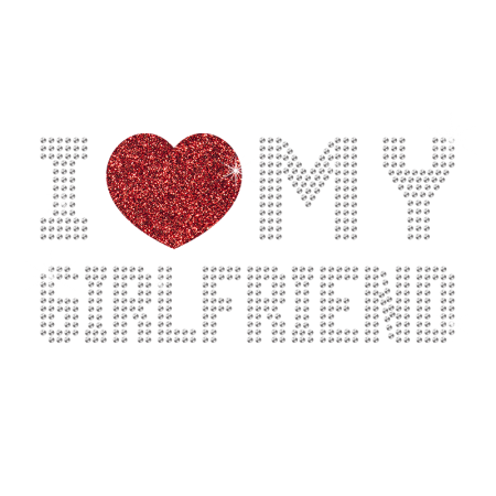 Rhinestone I Love My Girlfriend with Bright Red Heart Iron ons