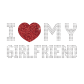 Rhinestone I Love My Girlfriend with Bright Red Heart Iron ons