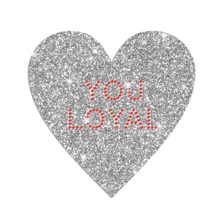 You Loyal with Glittering Heart Iron on Rhinestone Transfer Decal