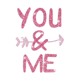 You And Me Iron on Holofoil Rhinestone Transfer Motif