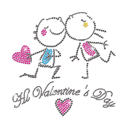 Cute Lovers Holding The Shiny Heart Neon Stud Design