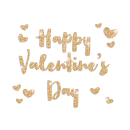 Golden Happy Valentine\'s Glitter Transfer