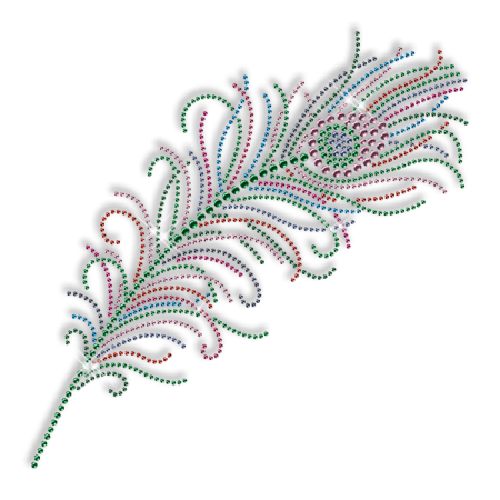 Best Custom Sparkling Rhinestone Beautiful Peacock Feather Hotfix Transfer Motif