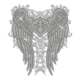 Sparkling Wings with Fleur De Lis Pattern in Crystal and Black Rhinestone Iron on Transfer Design