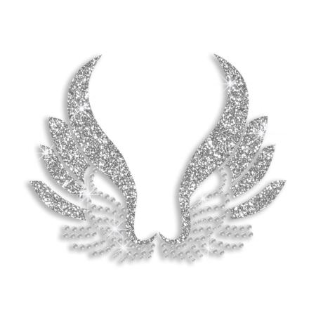 Pretty Silver Wing Iron on Glitter Rhinestone Transfer