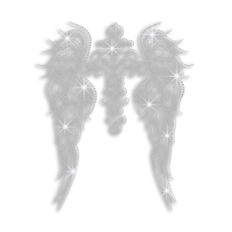 Crystal Cross & Wings Iron on Rhinestone Transfer