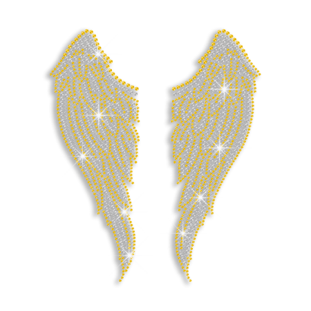 Bling Gold Wings Iron-on Rhinestone Transfer