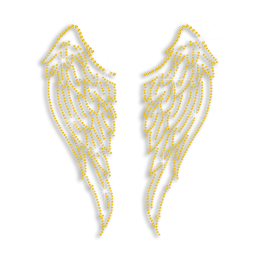 Gold Shimmery Wings Iron-on Rhinestone Transfer