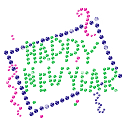 Crystal Bling Bling Happy New Year Iron on Motif