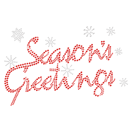 Rhinestone Bling Iron on Season Greeting Lettering Transfer