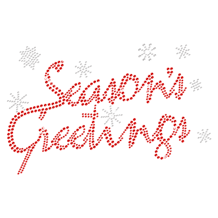 Rhinestone Bling Iron on Season Greeting Lettering Transfer