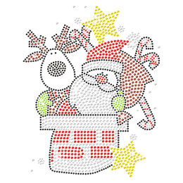 Rhinestone Hotfix Crystal Santa Transfer for Clothing