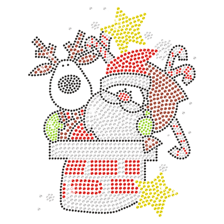 Rhinestone Hotfix Crystal Santa Transfer for Clothing