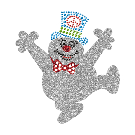 Sparkling Happy Snowman Iron on Bling Design for Children