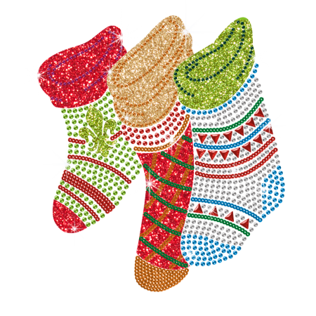 Glitter Bling Bling Christmas Stocking Iron On Transfer