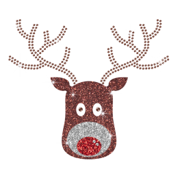 Cute Rudolph Glitter Iron On Transfer