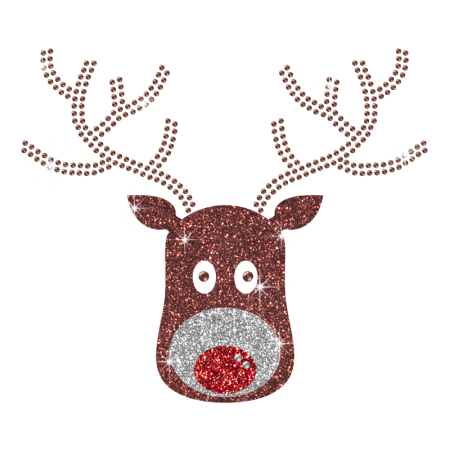 Cute Rudolph Glitter Iron On Transfer