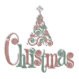 Custom Sparkling Christmas Tree Diamante Iron on Transfer Design for Shirts