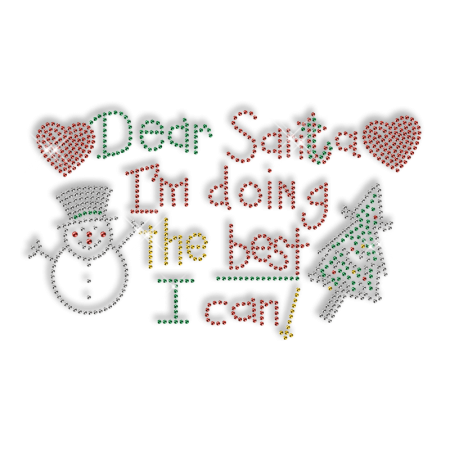 Custom Cute Sparkling Christmas Diamante Iron on Transfer Design for Shirts