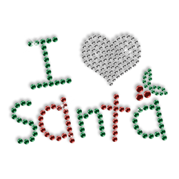 Custom Sparkling I Love Santa Korean Rhinestone Iron on Transfer Design for Clothes