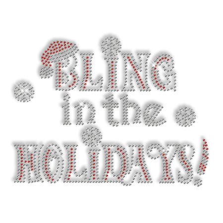Custom Sparkling Bling in the Holidays Christmas Diamante Iron on Transfer Design for Shirts