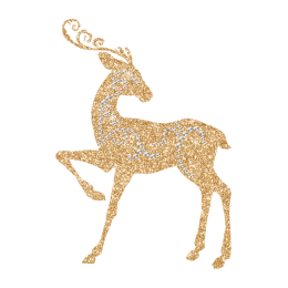 Fairy Deer Gold Glitter Hot fix Transfer Design for Christmas