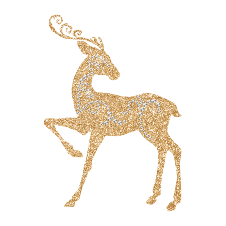 Fairy Deer Gold Glitter Hot fix Transfer Design for Christmas