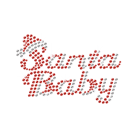 New Designed Words of Santa Baby Heatpress Rhinestone Transfer