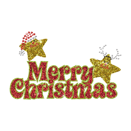 Cute Merry Christmas Words Hotfix Glitter Transfer for Kids