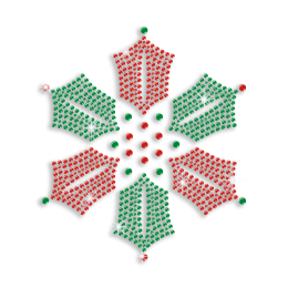 Bright Shining Snowflake in Ruby and Green Rhinestone Transfer