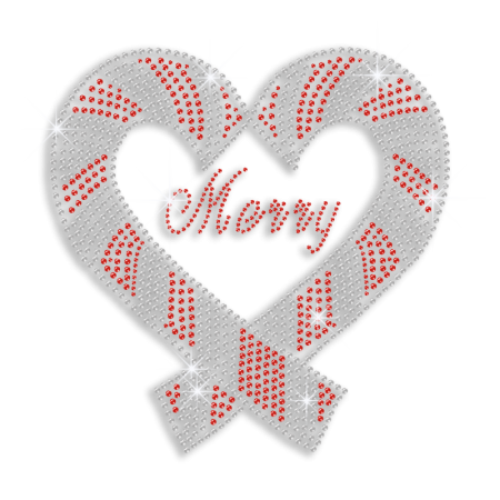 Bling Merry Christmas Heart Rhinestud Iron on Transfer