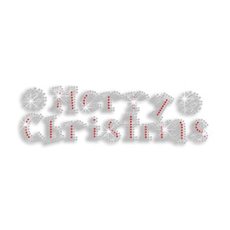 Bling Merry Christmas Banner Iron-on Rhinestone Transfer