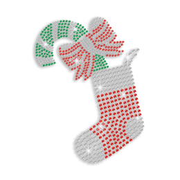 Lovely Christmas Sock Iron on Rhinestone Transfer