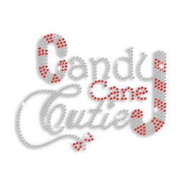 Cute Candy Cane Iron-on Rhinestone Transfer