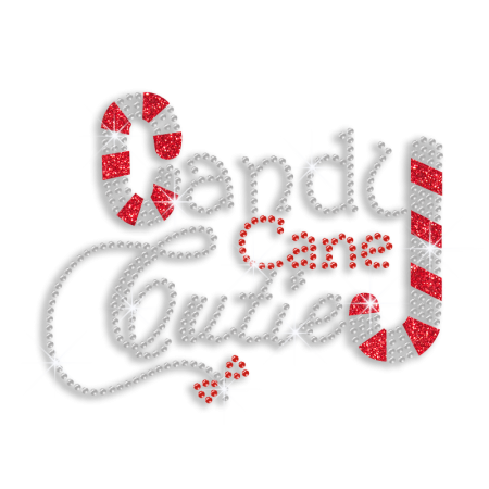 Bling Candy Cane Iron-on Glitter Rhinestone Transfer