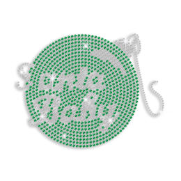 Green Santa Baby Iron-on Rhinestone Transfer