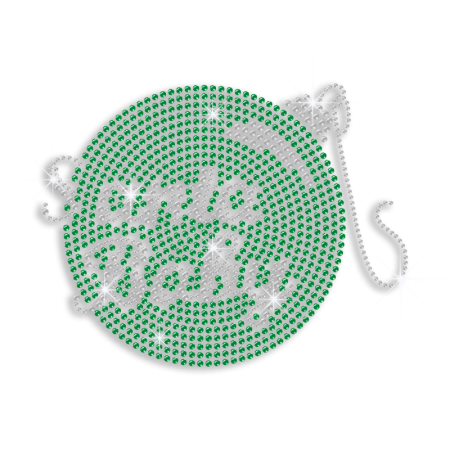 Green Santa Baby Iron-on Rhinestone Transfer