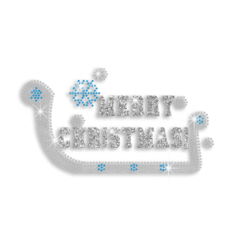 Merry Christmas Blessings Iron-on Glitter Rhinestone Transfer