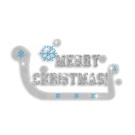 Merry Christmas Blessings Iron-on Glitter Rhinestone Transfer