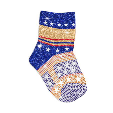 Lively Christmas Socks Iron-on Glitter Rhinestone Transfer Motif