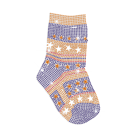 Cute Christmas Socks Iron-on Nailhead Rhinestone Transfer