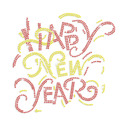 Happy New Year Iron-on Rhinestone Transfer Decal