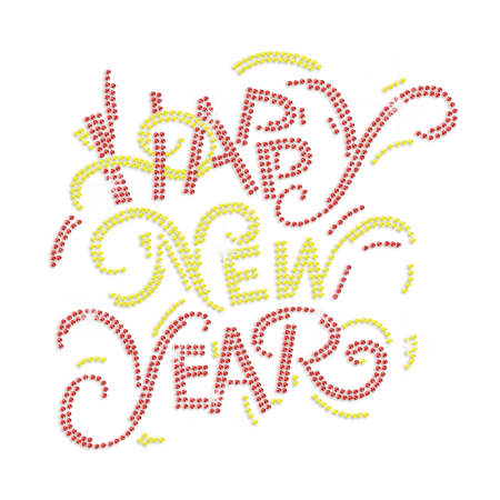 Happy New Year Iron-on Rhinestone Transfer Decal