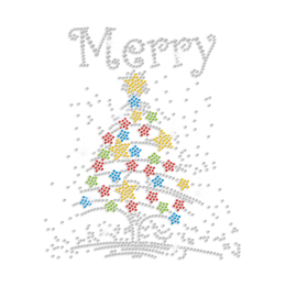 Colorful Christmas Tree Iron-on Rhinestone Transfer