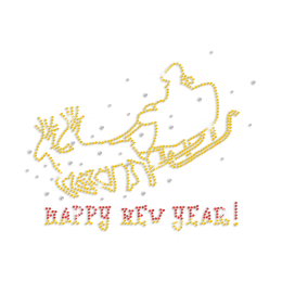 Yellow New Year Blessing Iron-on Rhinestone Transfer