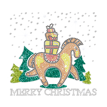 Cute Merry Christmas Gifts Iron-on Glitter Rhinestone Transfer