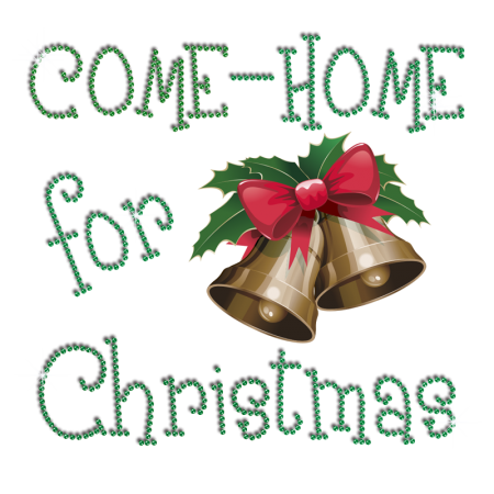 Happy Come Home Bells Iron-on Rhinestone Heat Transfer Combo