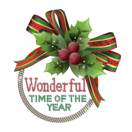 Colorful Christmas Wonder Time Iron-on Rhinestone Heat Transfer