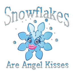 Teal Snowflake Kisses Iron on Rhinestone Heat Transfer Combo