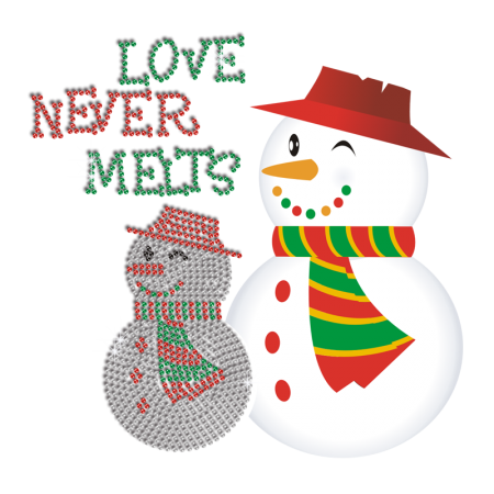 Cute Christmas Snowman Hot Fix Rhinestone Heat Transfer